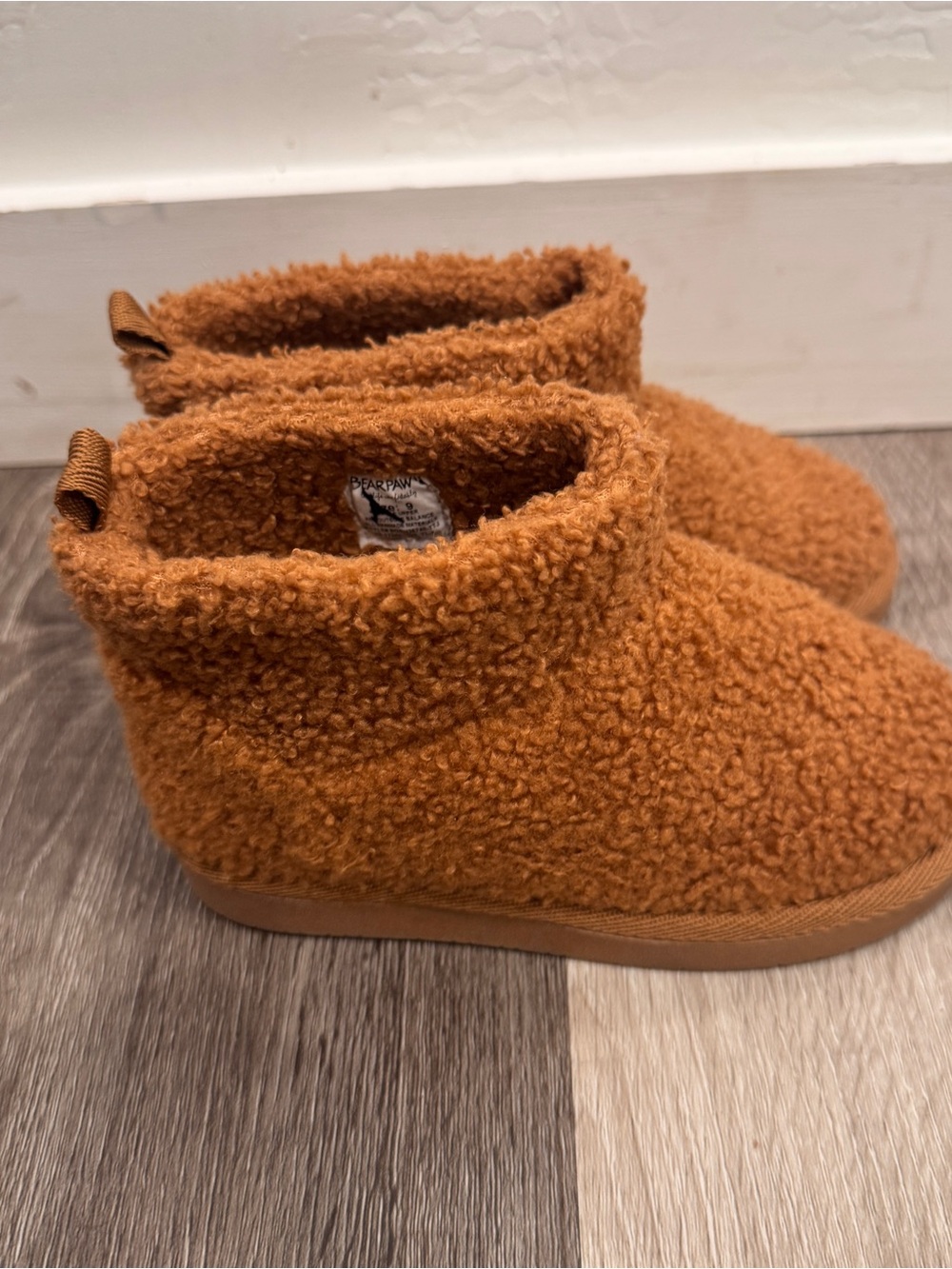 BearPaw Kids Teddy Fleece Ankle Boots in Chestnut Brown Kids 9 Cozy